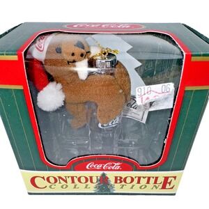 Vintage Coca-Cola 1999 Contour Bottle Collection Tree Ornament Walrus w/ Red Hat